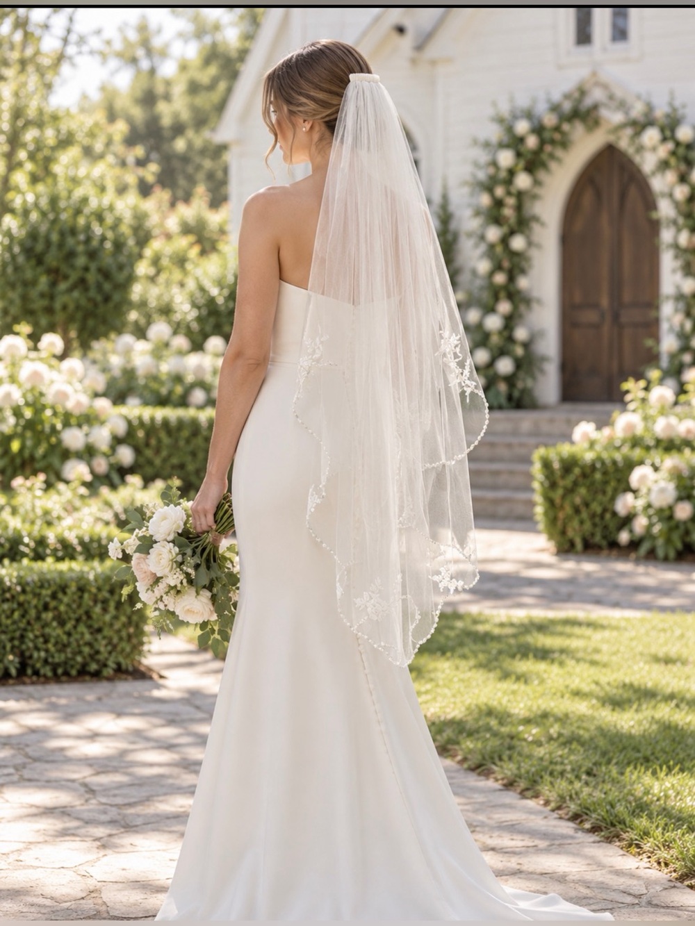 Vail with embellished accents NWT off white
